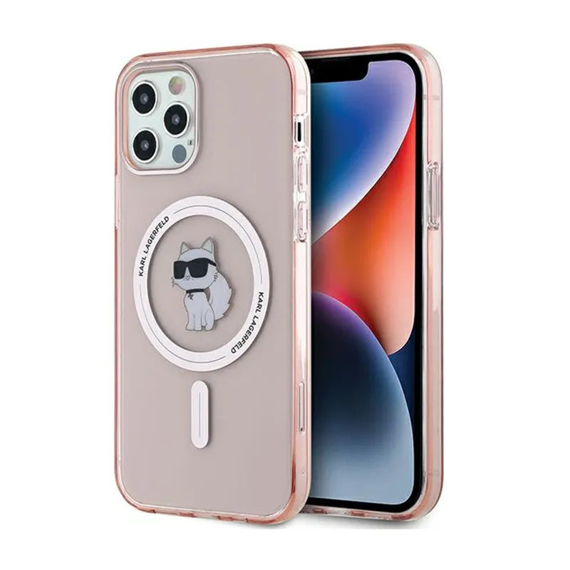Karl Lagerfeld IML Choupette MagSafe – dėklas, skirtas iPhone 12 / iPhone 12 Pro (rožinis)