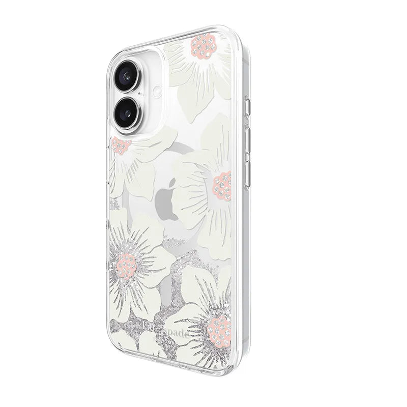 Kate Spade New York Liquid Glitter MagSafe – dėklas iPhone 16 (Hollyhock Floral)
