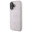 Guess Saffiano Peony Classic Logo MagSafe – dėklas iPhone 16 (rožinis)