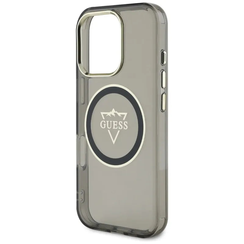 Guess IML Metal Mountain Logo MagSafe – dėklas iPhone 16 Pro Max (juodas)