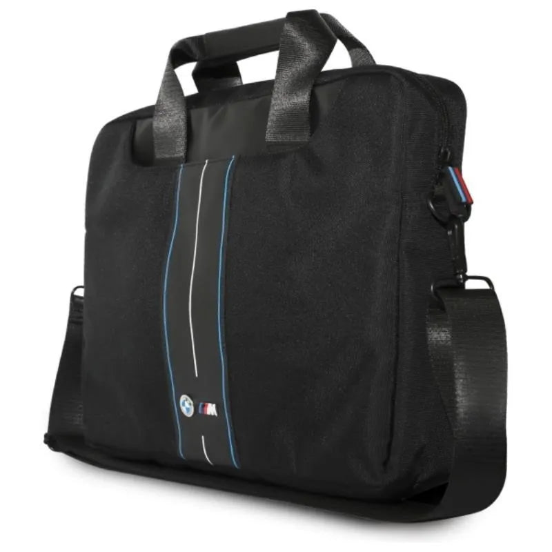 BMW „Nylon Blue Stripe“ – nešiojamojo kompiuterio krepšys 16" (juodas)