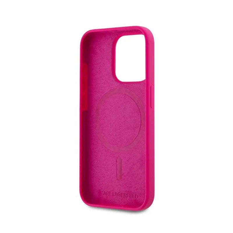 Karl Lagerfeld Silicone Choupette Head MagSafe – iPhone 15 Pro dėklas (rožinis)