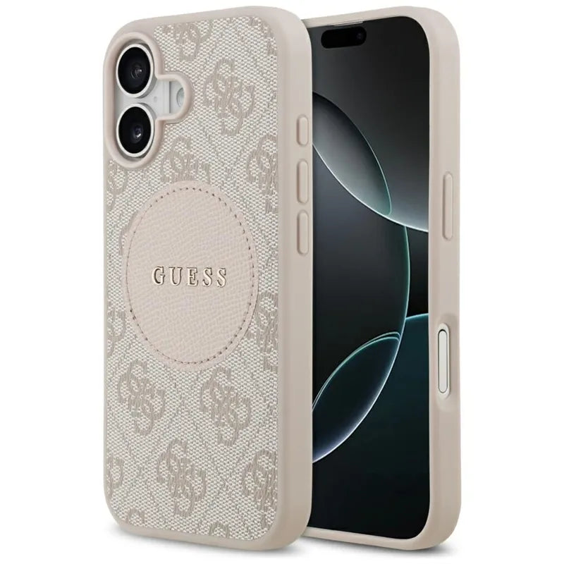 Guess 4G Circle Classic Logo MagSafe – dėklas iPhone 17 (rožinis)