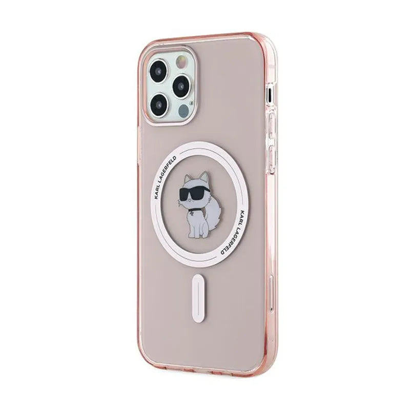 Karl Lagerfeld IML Choupette MagSafe – dėklas, skirtas iPhone 12 / iPhone 12 Pro (rožinis)