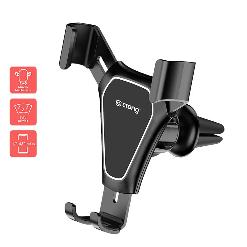 Crong Gravity Auto-Clip automobilinis laikiklis - gravitacinis telefono laikiklis 4,7"- 6,5" telefonams (juodas)