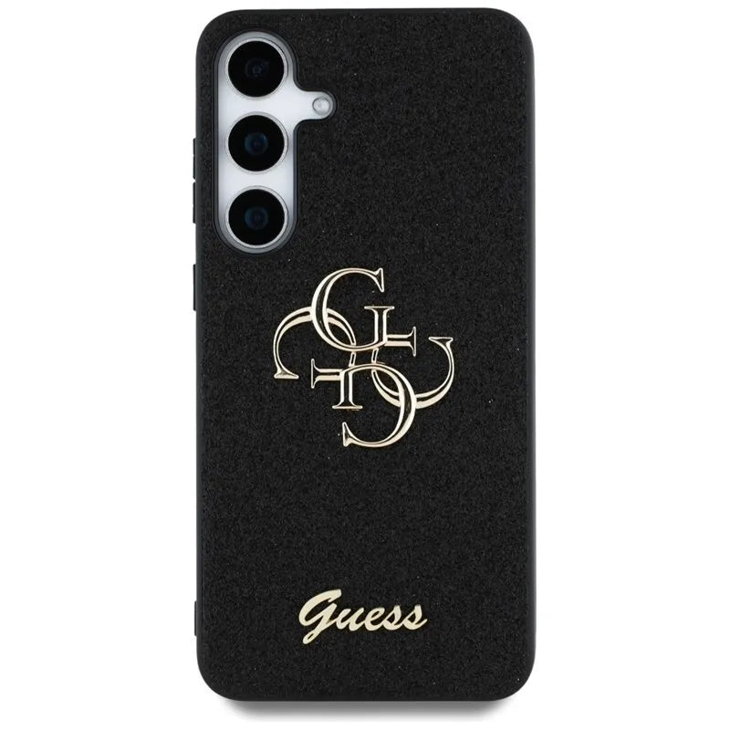 Guess Fixed Glitter Big 4G Metal Logo – dėklas Samsung Galaxy S25+ (juodas)
