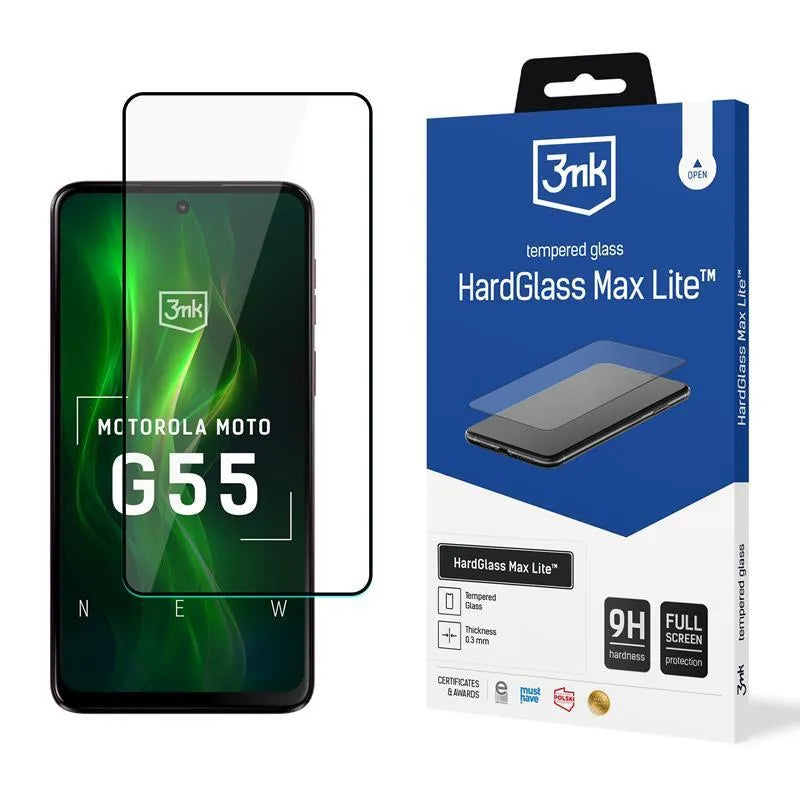3mk HardGlass Max Lite – Grūdintas stiklas, skirtas Motorola Moto G55 5G (juodas)