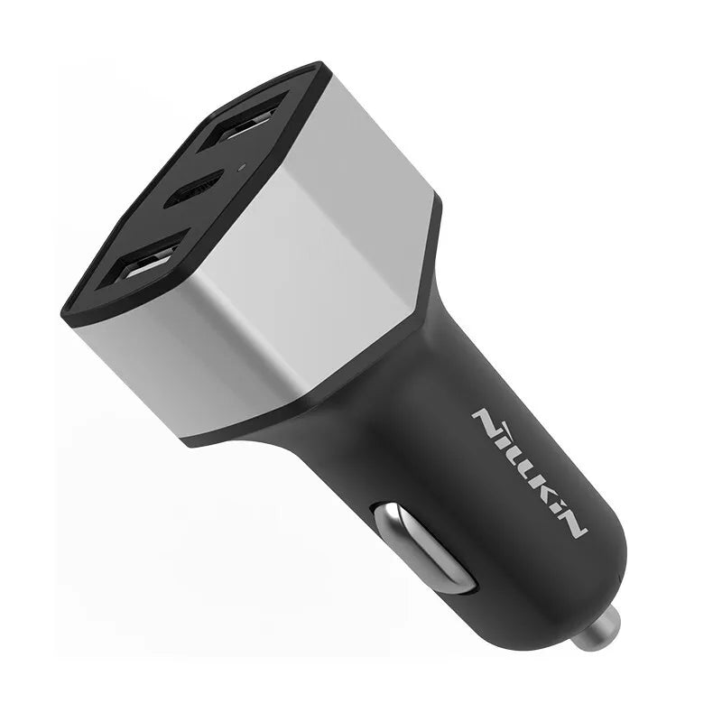 Nillkin Celerity automobilinis įkroviklis – 2x USB-A + 1x USB-C, 32W (sidabrinis)