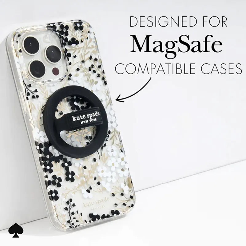 Kate Spade New York magnetinis žiedas-laikiklis – MagSafe piršto laikiklis (juodas)
