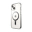 Speck Presidio Perfect-Clear ClickLock & MagSafe dėklas - iPhone 17e / 16e / 15 / 14 / 13 (Skaidrus / Chromuota apdaila / Serene Silver)