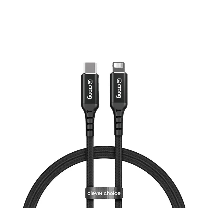 Crong Armor Link - USB-C Lightning greito įkrovimo MFi laidas 150cm (juodas)