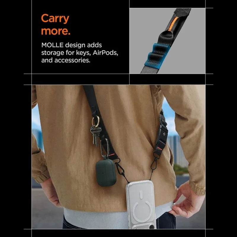 Spigen DA30M Lanyard Strap Crossbody – universalus telefono dirželis / virvelė (juodas)