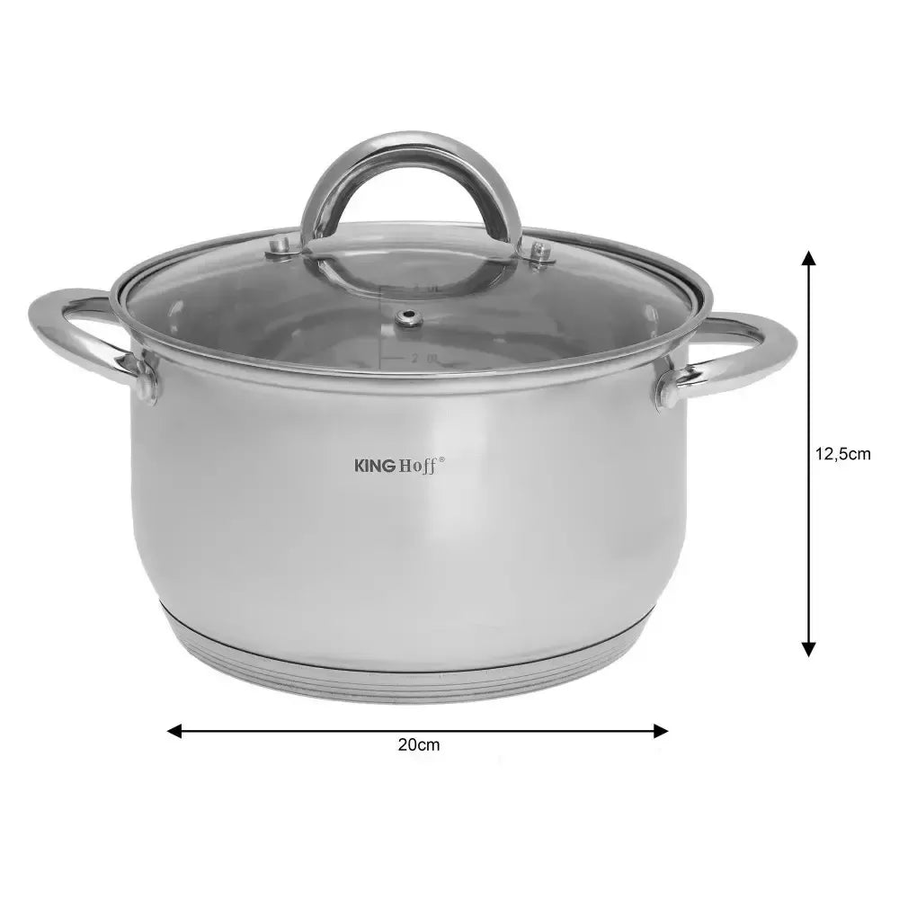 KINGHoff nerūdijančio plieno puodų rinkinys su dangčiais, 6 dalių KH-4447