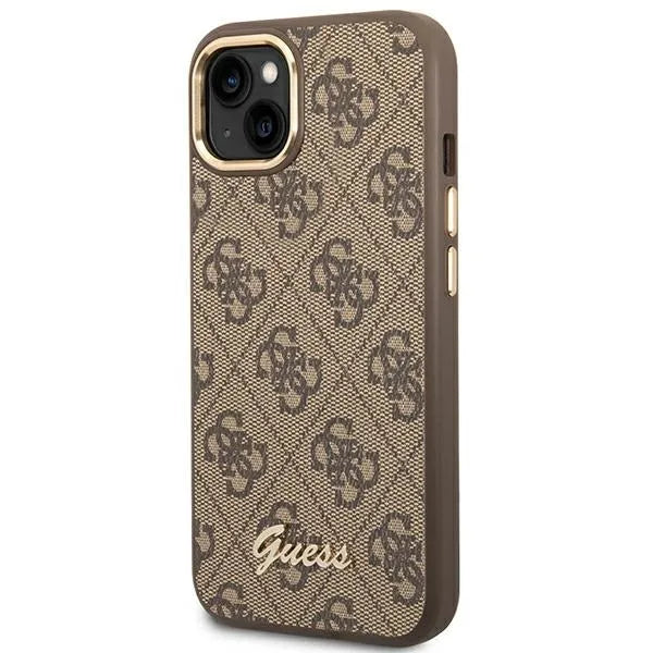 Guess 4G Metal Camera Outline dėklas – dėklas iPhone 14 Plus telefonui (rudas)
