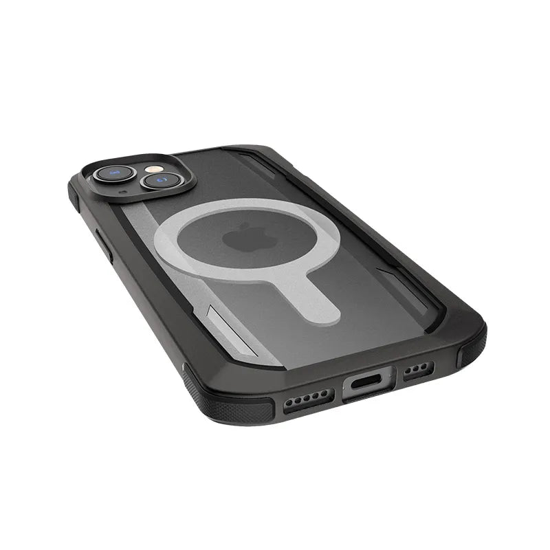 X-Doria Raptic Secure MagSafe – biologiškai skaidus dėklas, skirtas iPhone 14 Plus (išbandyta apsauga kritimo atveju iki 4m) (juodas)