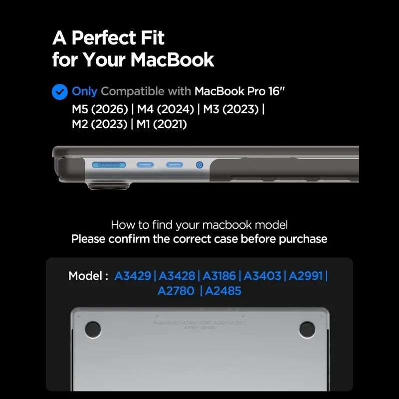 Spigen AirSkin – dėklas MacBook Pro 16" (M5/M4/M3/M2/M1/2026-2021) (Frost Black)