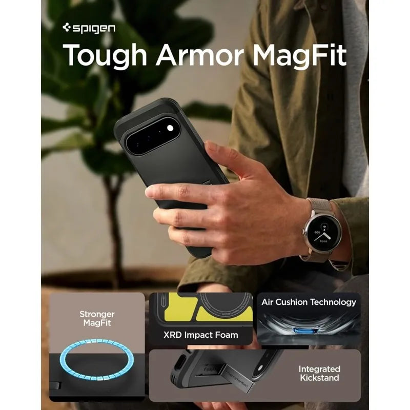 Spigen Tough Armor Mag MagSafe – dėklas Google Pixel 11 (juodas)