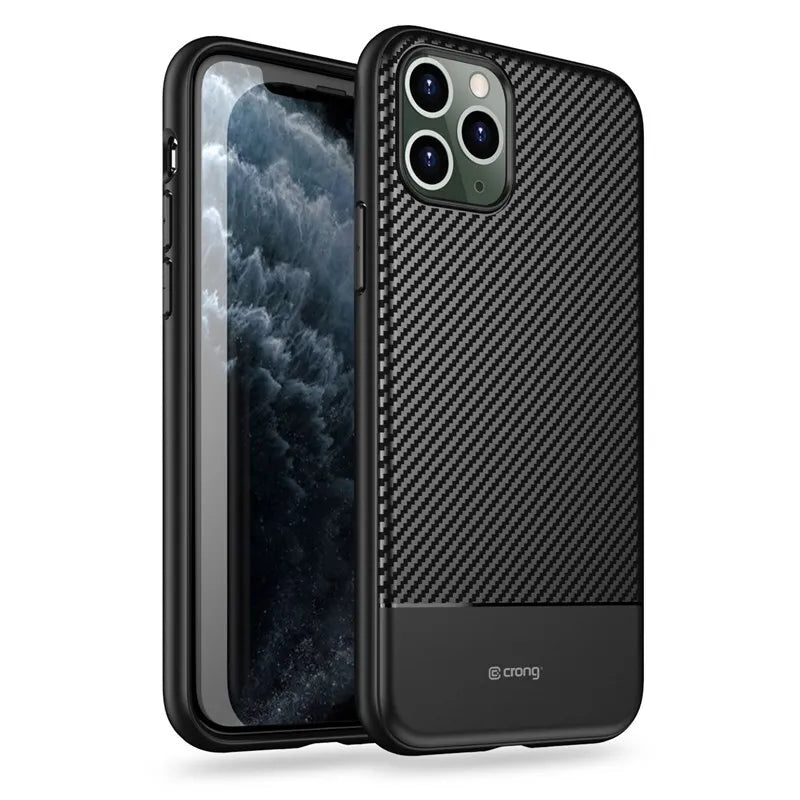 „Crong Prestige Carbon Cover“ – „iPhone 11 Pro“ dėklas (juodas)
