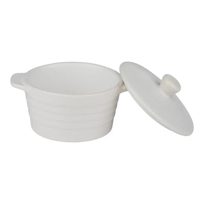 Alpina – Keraminis kepimo indas su dangčiu, apvalus, 13x10 cm, 210 ml (baltas)