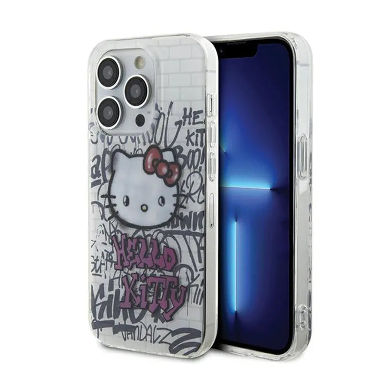 Hello Kitty IML Kitty On Bricks Graffiti - dėklas iPhone 15 Pro Max (baltas)