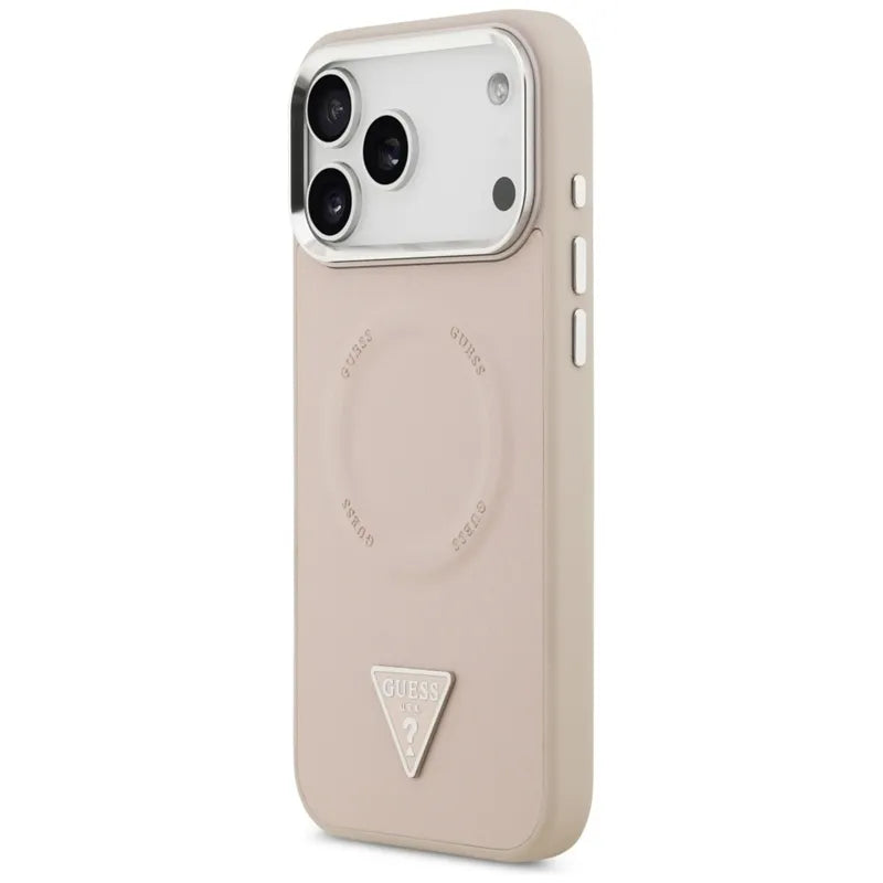 Guess Triangle Logo MagSafe – dėklas iPhone 17 Pro (rožinis)