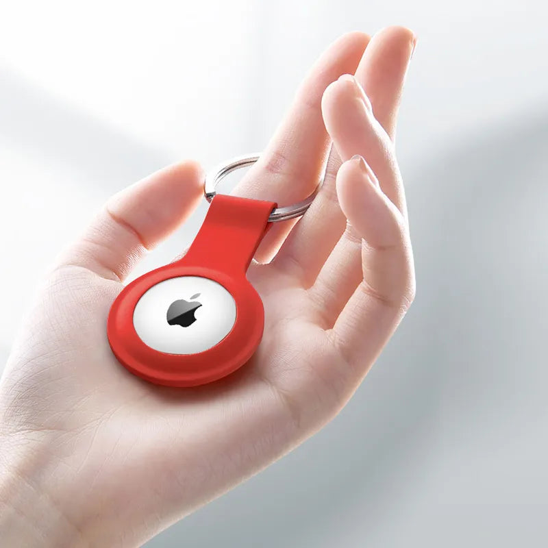 Crong silikoninis dėklas su raktų žiedu – apsauginis raktų pakabukas Apple AirTag 1/2 (raudonas)