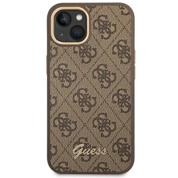 Guess 4G Metal Camera Outline dėklas – dėklas iPhone 14 Plus telefonui (rudas)