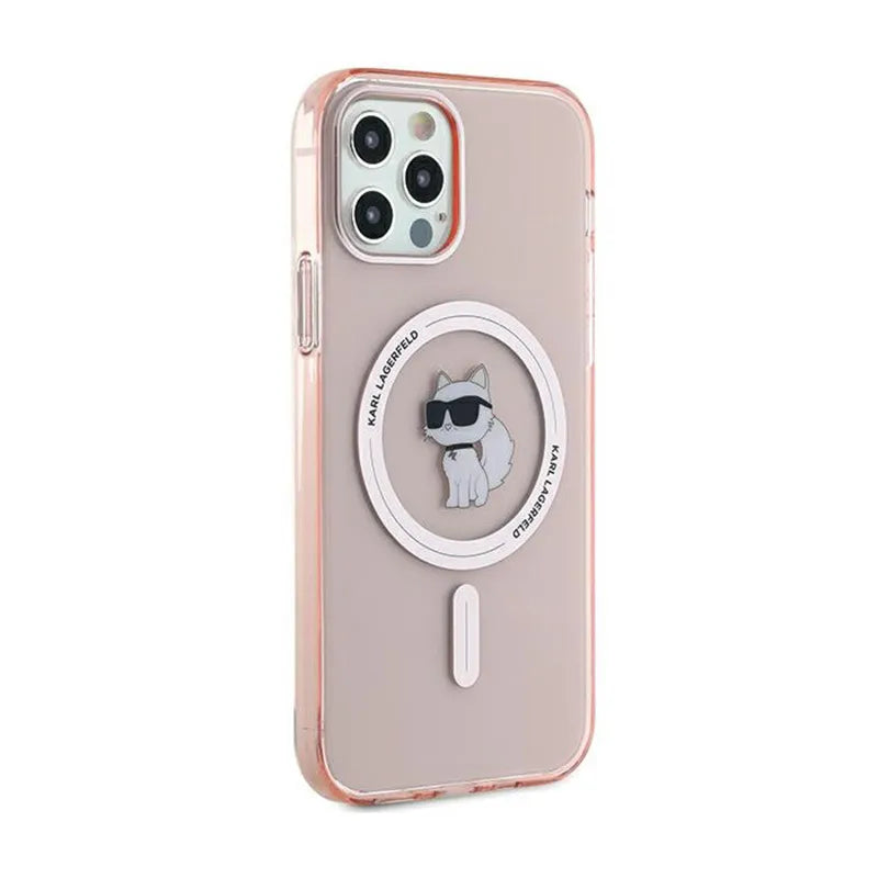 Karl Lagerfeld IML Choupette MagSafe – dėklas, skirtas iPhone 12 / iPhone 12 Pro (rožinis)