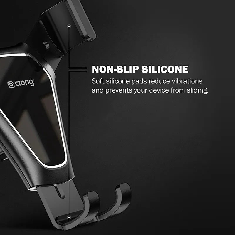 Crong Gravity Auto-Clip automobilinis laikiklis - gravitacinis telefono laikiklis 4,7"- 6,5" telefonams (juodas)