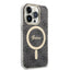 „Guess“ rinkinys „Bundle Pack MagSafe 4G“ – dėklo „iPhone 14 Pro“ ir „MagSafe“ įkroviklio komplektas (juodas/auksinis)