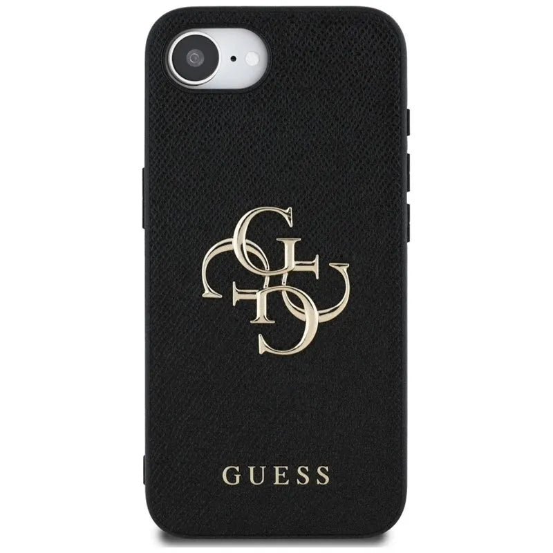 Guess Grained Big 4G Logo Small Classic Logo – dėklas iPhone 16e (juodas)