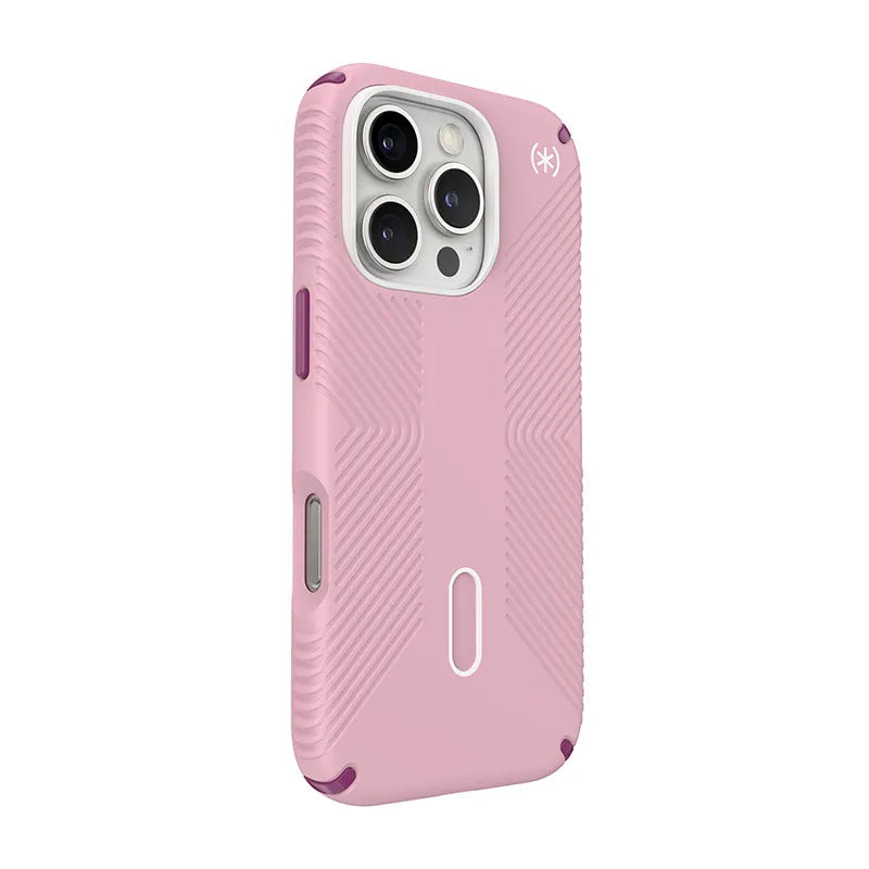 Speck Presidio2 Grip ClickLock & MagSafe – dėklas iPhone 16 Pro (Wednesday Pink / Boysenberry Purple / White)