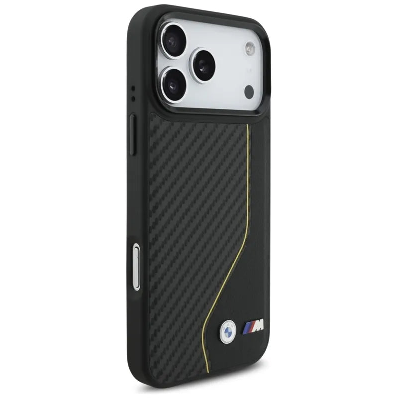 BMW M Carbon Line & Logo MagSafe – dėklas iPhone 17 Pro Max (geltonas)