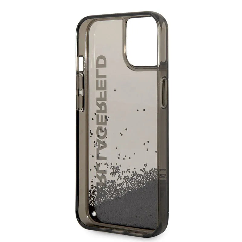 Karl Lagerfeld Liquid Glitter Translucent Elongated Logo dėklas – dėklas iPhone 14 Plus (juodas)