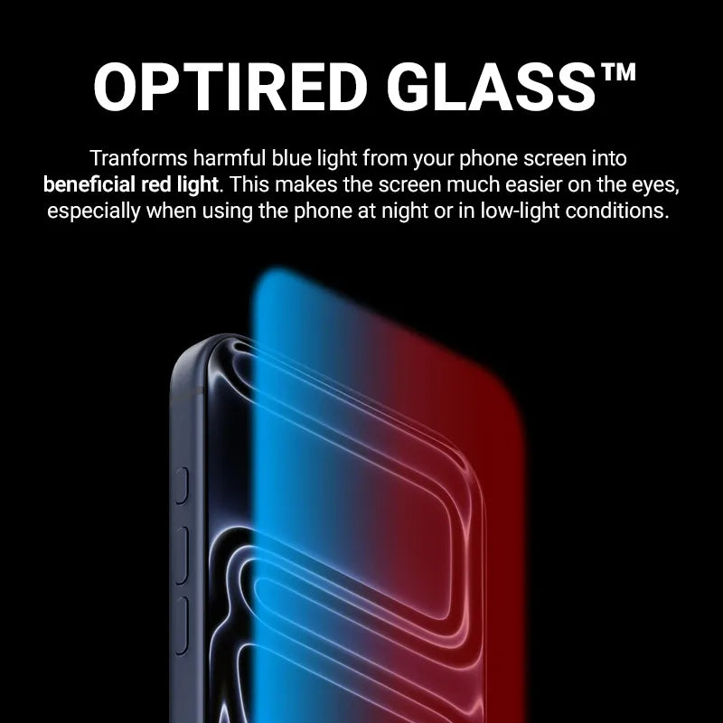 Crong OptiRed Glass – Grūdintas stiklas su mėlynos šviesos filtru iPhone 17 Pro Max