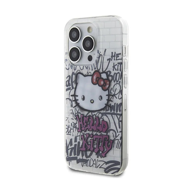 Hello Kitty IML Kitty On Bricks Graffiti - dėklas iPhone 15 Pro Max (baltas)