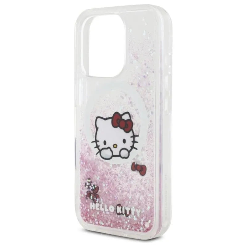 Hello Kitty Liquid Glitter Sweet Kitty Bows MagSafe – dėklas iPhone 16 Pro (baltas)