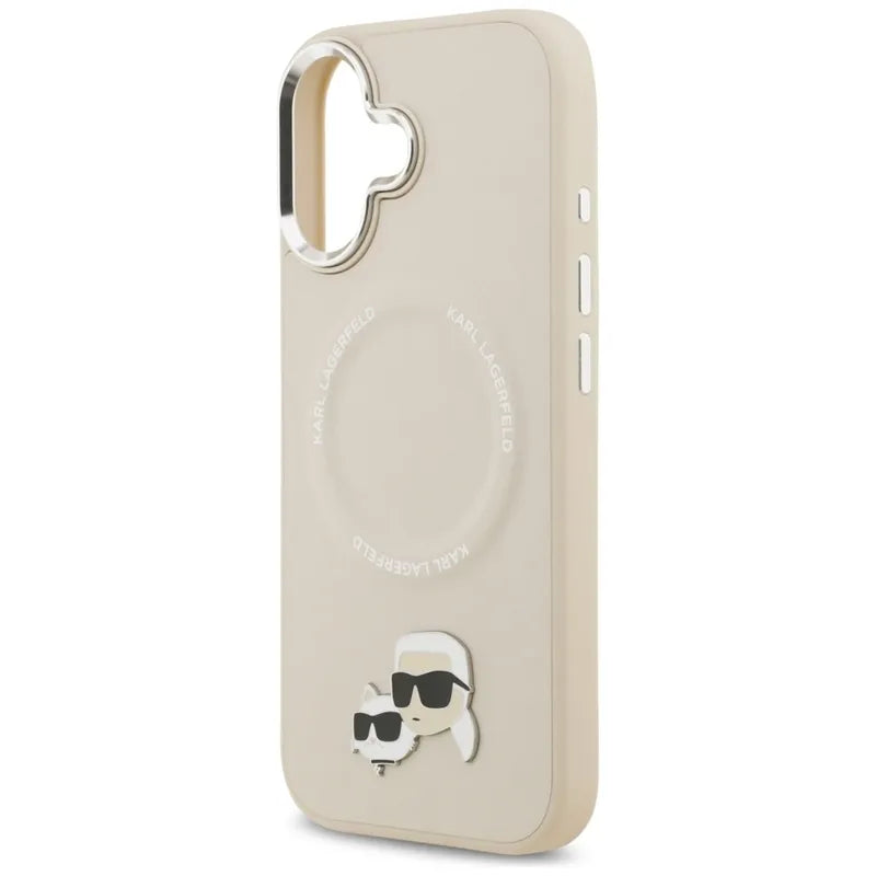 Karl Lagerfeld Karl & Choupette Pins MagSafe – Dėklas, skirtas iPhone 17 (smėlio spalvos)