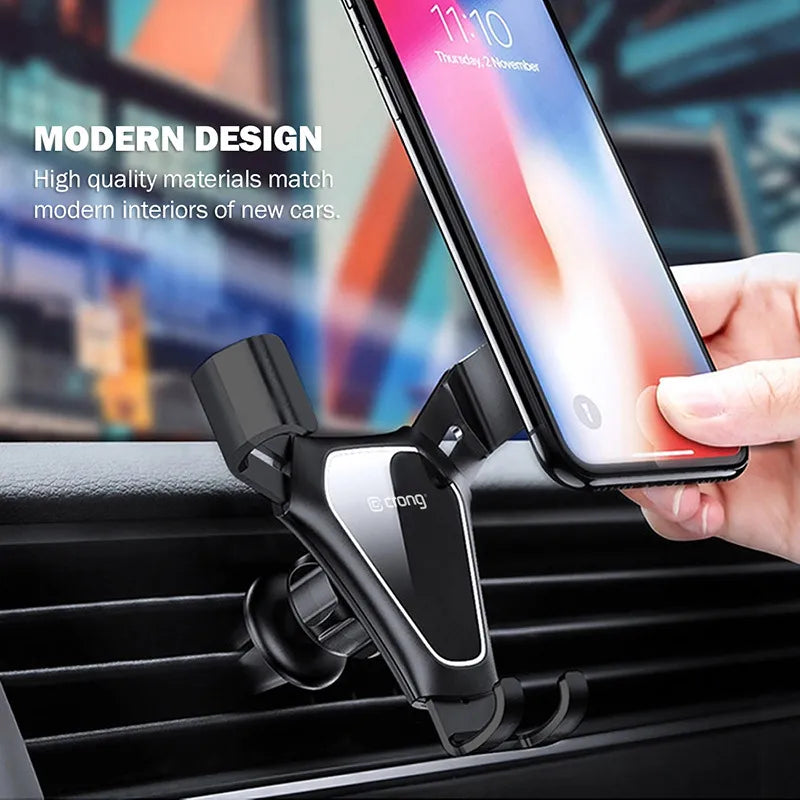 Crong Gravity Auto-Clip automobilinis laikiklis - gravitacinis telefono laikiklis 4,7"- 6,5" telefonams (juodas)