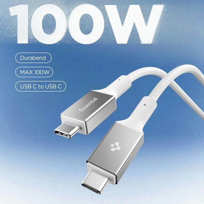 Spigen EB10010CC Essential – USB-C į USB-C PD laidas, 100W, 1m (baltas)