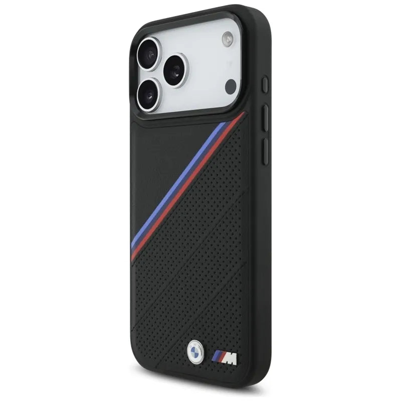 BMW M Tricolor Metal Logo MagSafe - iPhone 17 Pro Max dėklas (juodas)