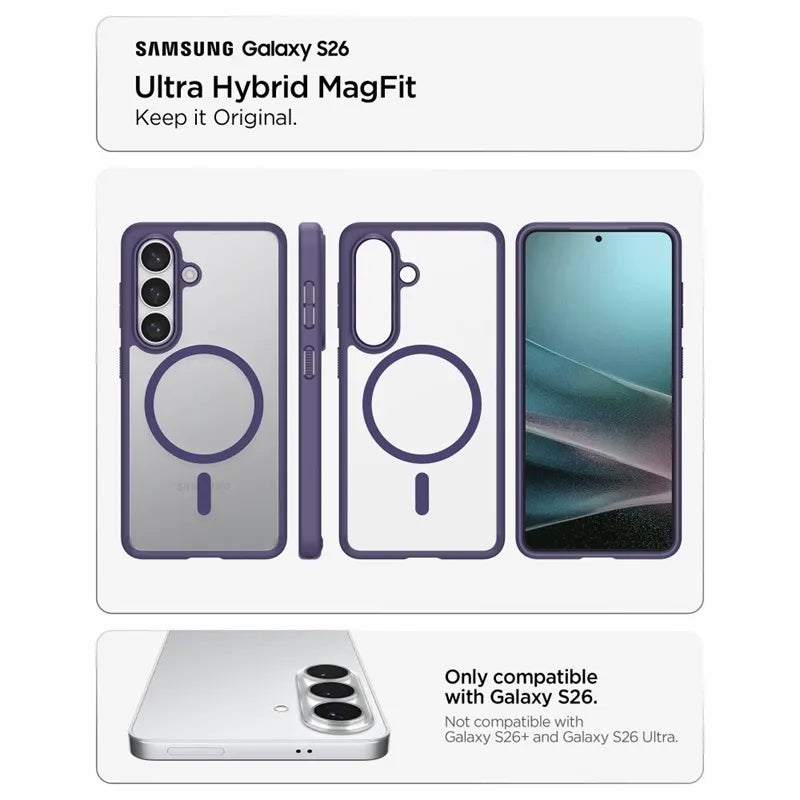 Spigen Ultra Hybrid Mag MagSafe – dėklas Samsung Galaxy S26 (violetinis)