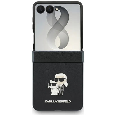 Karl Lagerfeld Karl & Choupette Saffiano Pins – Samsung Galaxy Z Flip 8 dėklas (juodas)