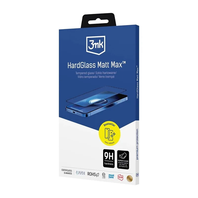 3mk HardGlass Matt Max – matinis grũdintas stiklas, skirtas iPhone 17 Pro