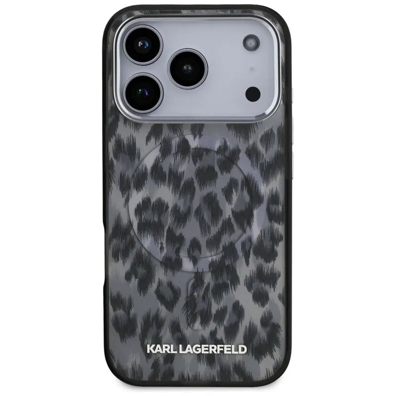 Karl Lagerfeld IML Leopard Pattern MagSafe – dėklas iPhone 17 Pro (juodas)