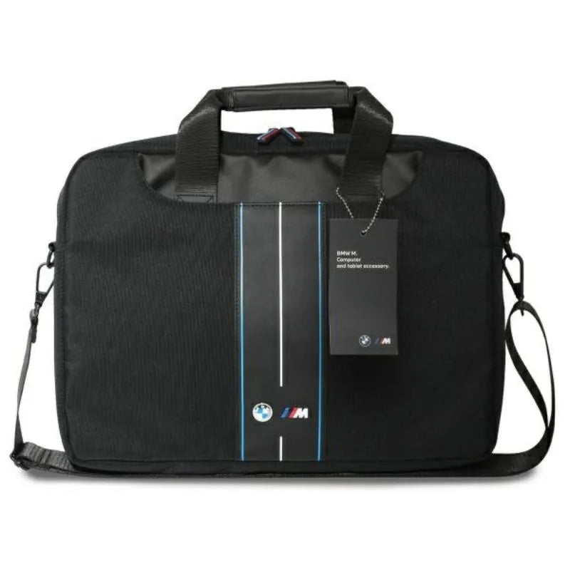BMW „Nylon Blue Stripe“ – nešiojamojo kompiuterio krepšys 16" (juodas)
