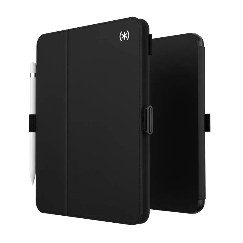 Speck Balance Folio – iPad 11" (2025) / 10.9" (2022) dėklas su MICROBAN danga, magnetu ir stovu (juodas)