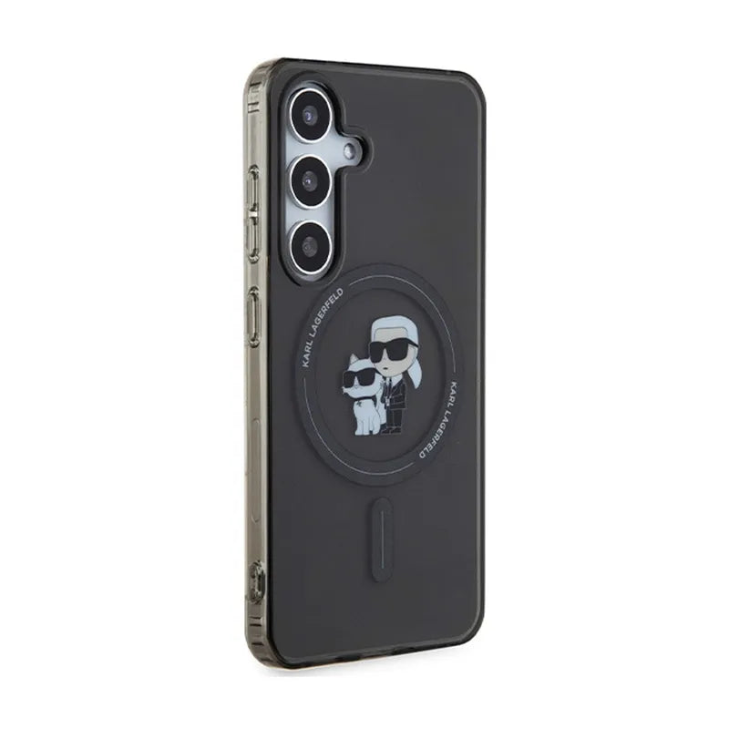 Karl Lagerfeld IML Karl & Choupette Glitter MagSafe – dėklas Samsung Galaxy S24 telefonui (juodas)