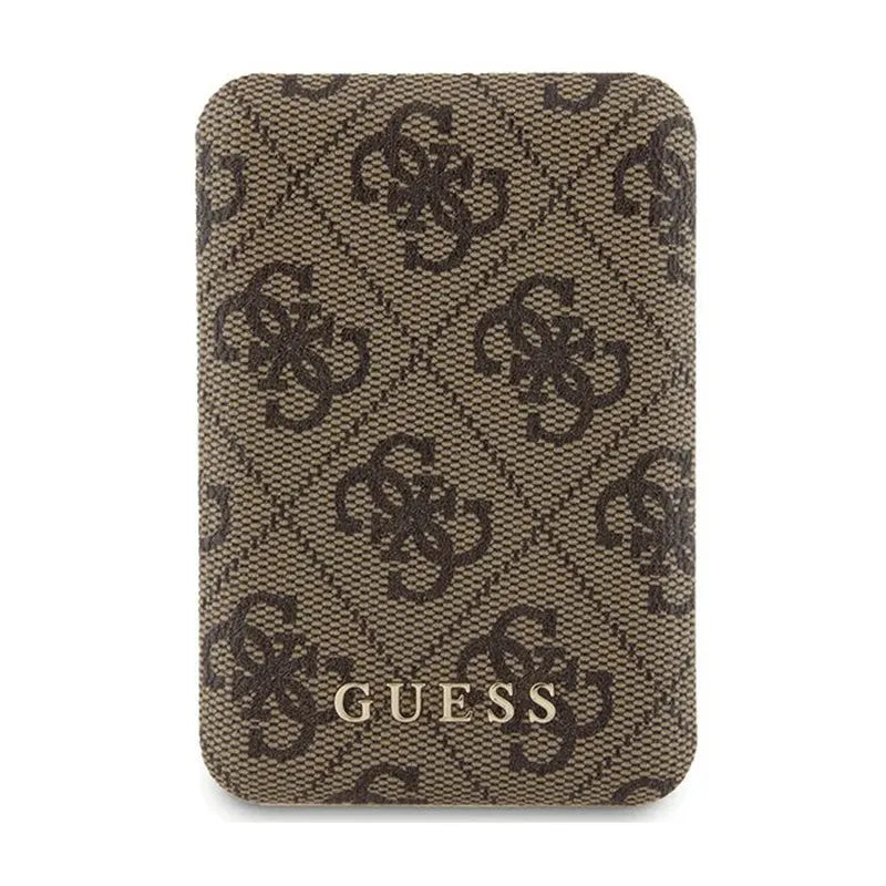 Guess 4G Leather Metal Logo MagSafe - indukcinė išorinė baterija 5000 mAh 15W MagSafe (ruda)