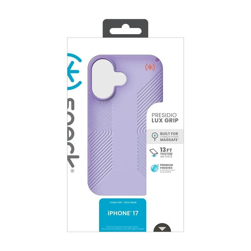 Speck Presidio Lux Grip MagSafe – dėklas iPhone 17 (Purple Fade/Magic Purple/New Poppy)